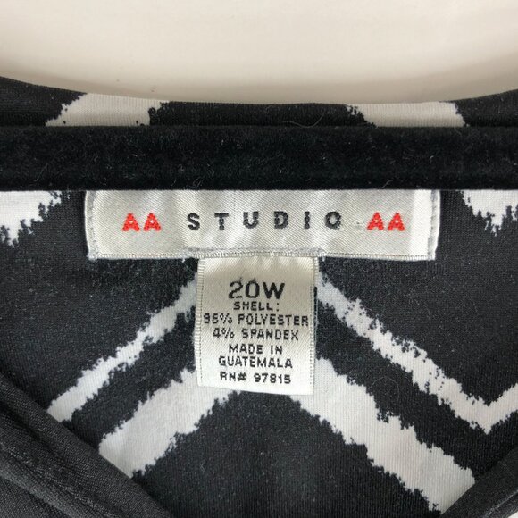 AA Studio Zigzag Chevron Shift Dress Cap Sleeve Black & White 20W - Picture 3 of 3